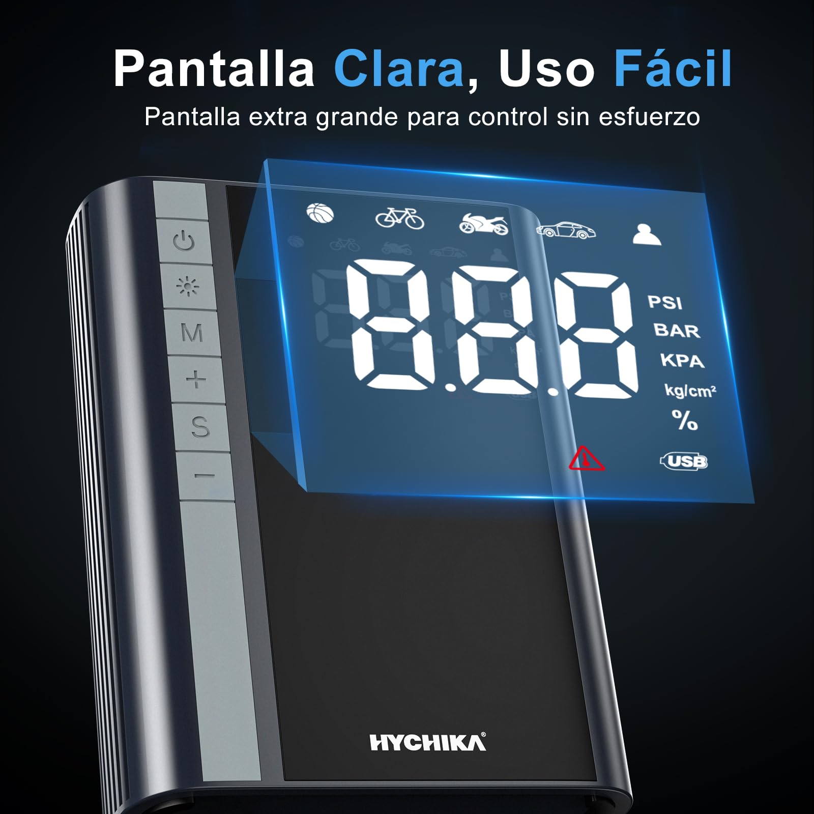 HYCHIKA Arrancador de Coches - Arrancador de Baterias de Coche con Compresor de Aire Carga Rápida/Luz LED de 600 lúmenes(para 6L Gas o 4L Diesel) 1500A 12V Jump Starter