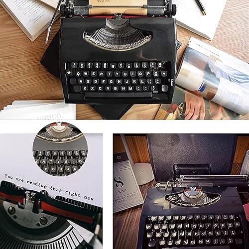 Miniatura 7 de Máquina de escribir manual clásica, fácil configuración para autores y escritores, máquina de escribir antigua, metal negro vintage para experiencia