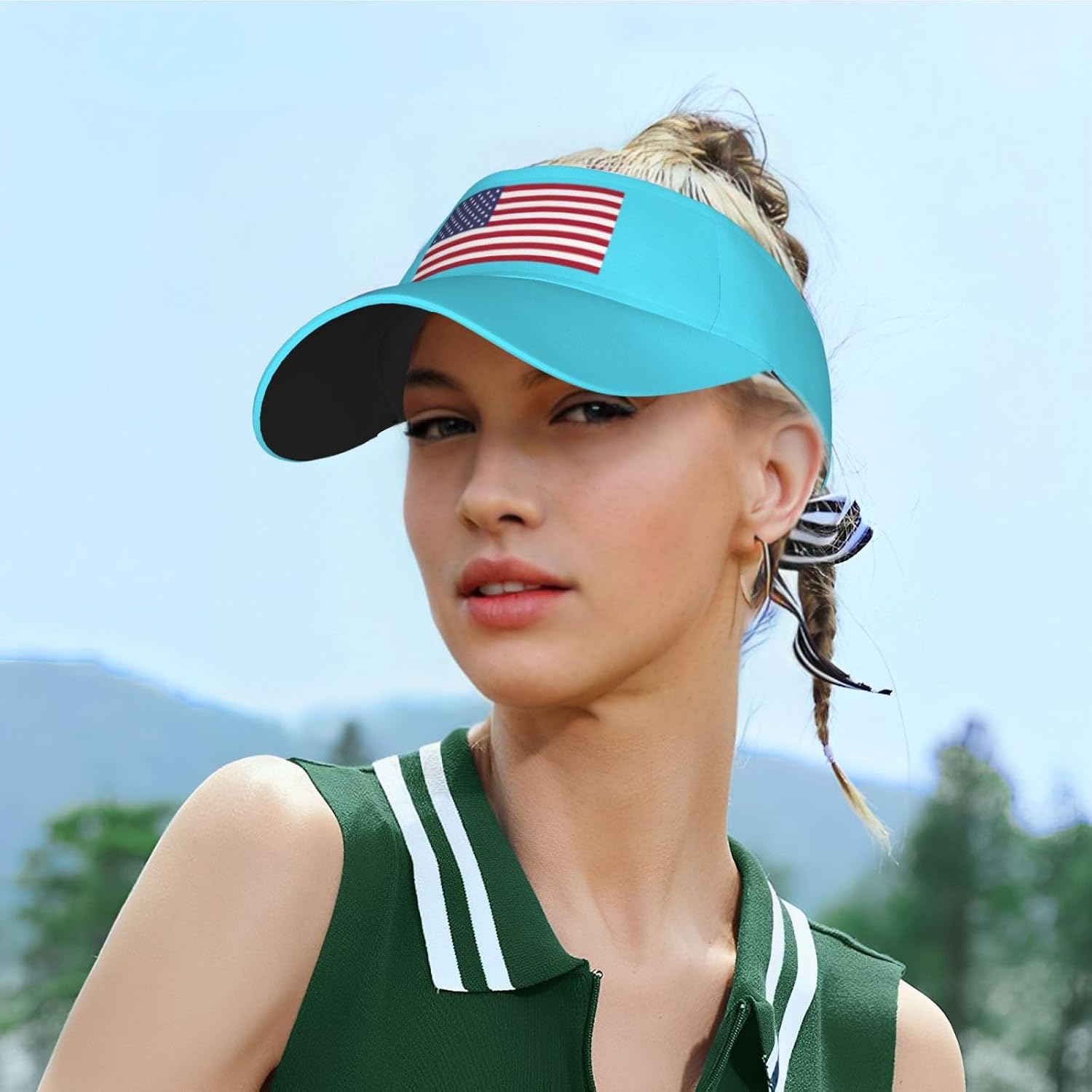 Print Sports Sun Visor Hats Adjustable Adult Sunscreen Visor Cap for Men Women. Black