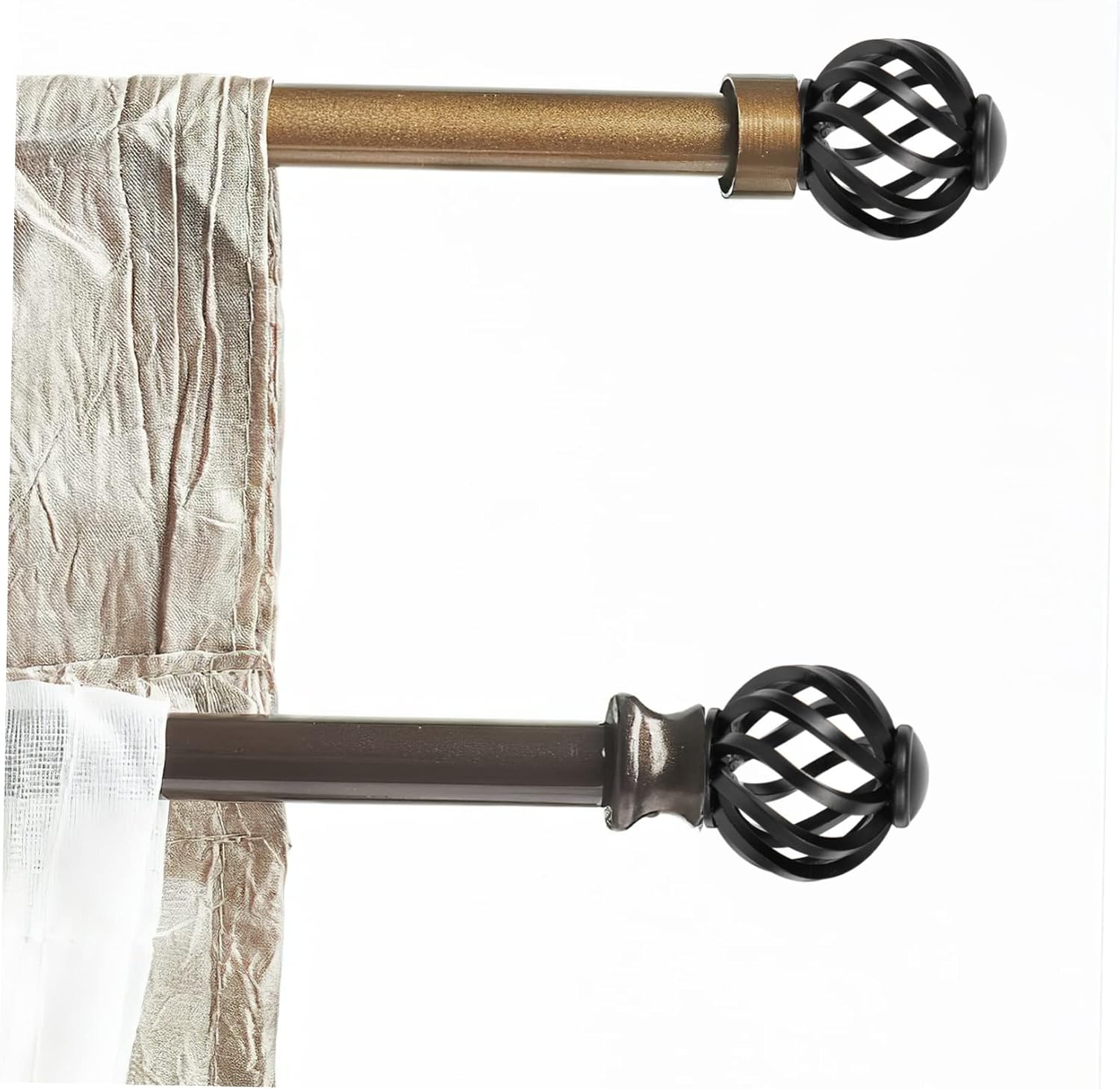 2pcs Curtain Rod End Caps Stylish Curtain Rail Finials for Home Decor Easy to Install Unique Birdcage Design for Window Drapery and Roman Rods