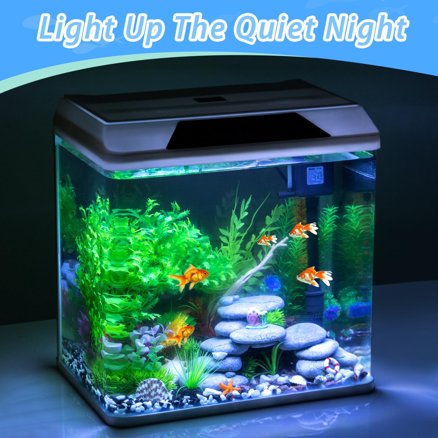 Nobleza - 30L Aquarium Komplettset, Nano Aquarium mit Eingebautem Filtersystem und LED-Beleuchtung, Stabiles Einsteigerbecken für Zuhause oder Büro - Weiß