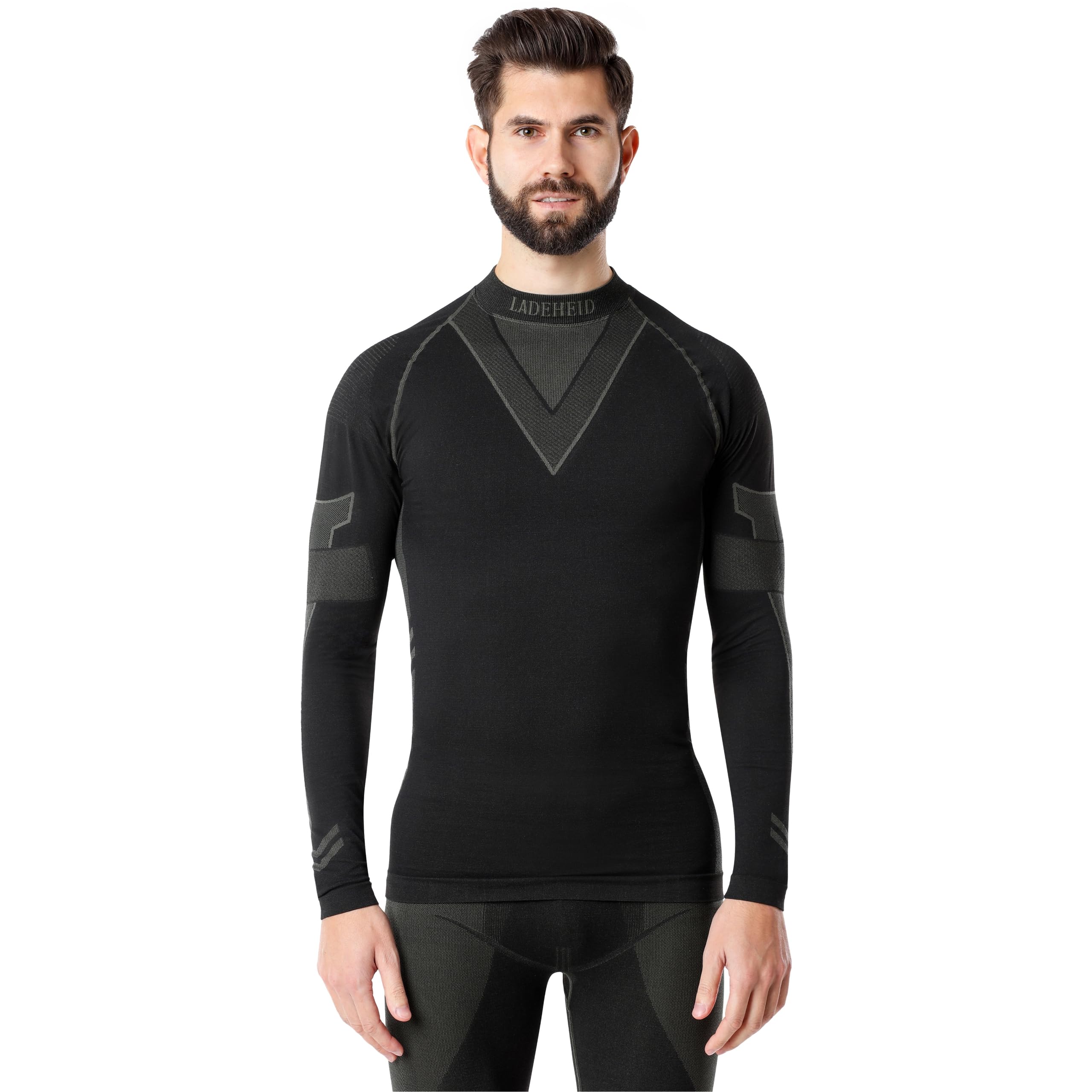 Ladeheid Thermounterwäsche Herren Funktionsunterwäsche Langarm Shirt Thermo Unterhemd LAGI001