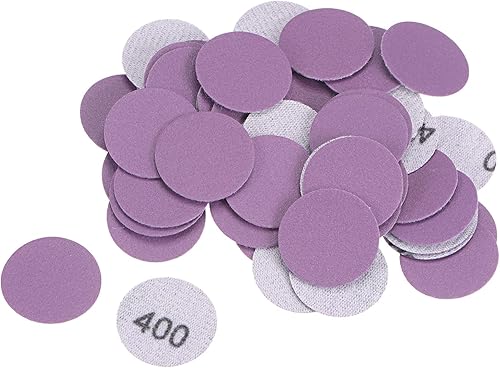 uxcell 50 discos de lija morados de 1 pulgada, 400 granos, gancho y bucle, papel de arena profesional de óxido de aluminio, tamaño mini para acabado