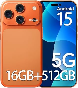 Unlocked Cell Phone, M17 5G Smartphone, Android 15 Unlocked Phones, 16GB RAM + 512GB ROM, 5000mAh Battery, 6.9" HD+ Display, 104MP Rear & 32MP Front Camera, Dual SIM, Face ID