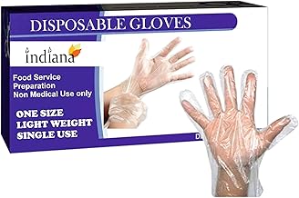 Indiana Disposable Hand Gloves | Pack of 200 | Transparent & Disposable Gloves | Universal Size Gloves | For Gardening, Cleaning and Public Areas (Pack of 200)