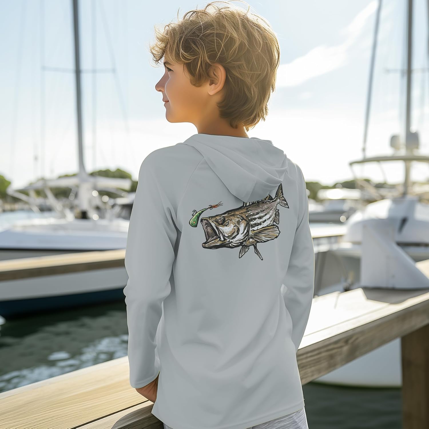 Palmyth Boys Fishing Shirt Youth Hoodie UPF 50+ Sun Protection Long Sleeve - Image 3