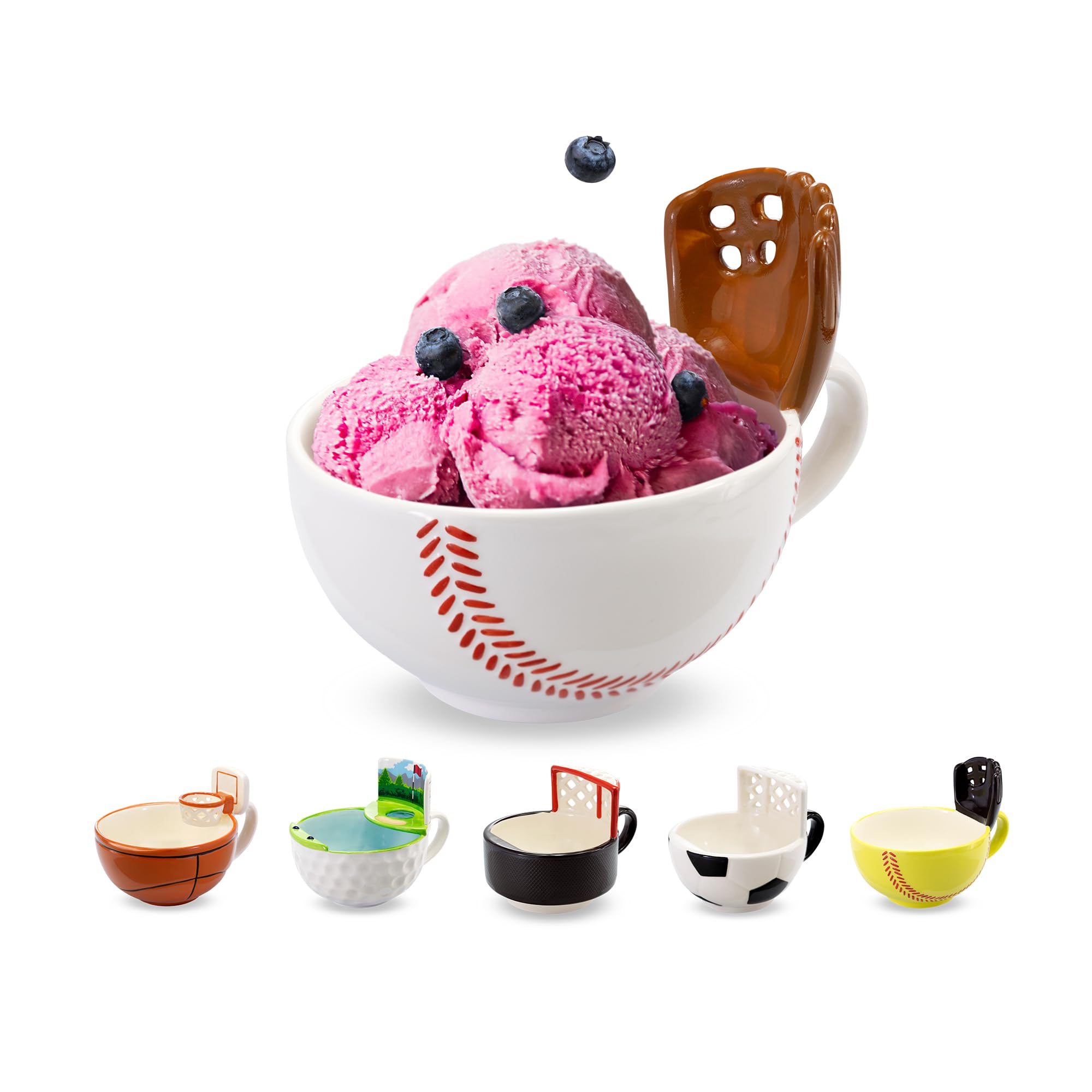 MAX’IS Creations The Baseball Mug with a Glove - Gifts for Kids, Fun Ceramic Cereal Bowl, Hot Cocoa Mug, Cool Stuff & Game for Sports Coach, Girls and Unique Gifts for Boys 8-12, 12-14, 16oz