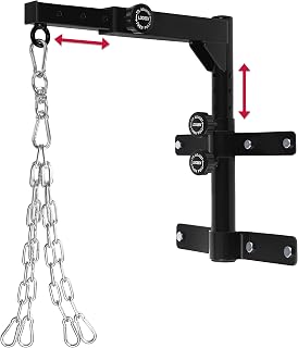 Logest Wall Mount Adjustable Heavy Bag Hanger with Chain - Heavy Duty Steel Punching Bag Hanger Bracket - Supports up to 300lbs Rotates 360° Heavy Bag Mount Stand Use for Boxing Muay Thai MMA & More