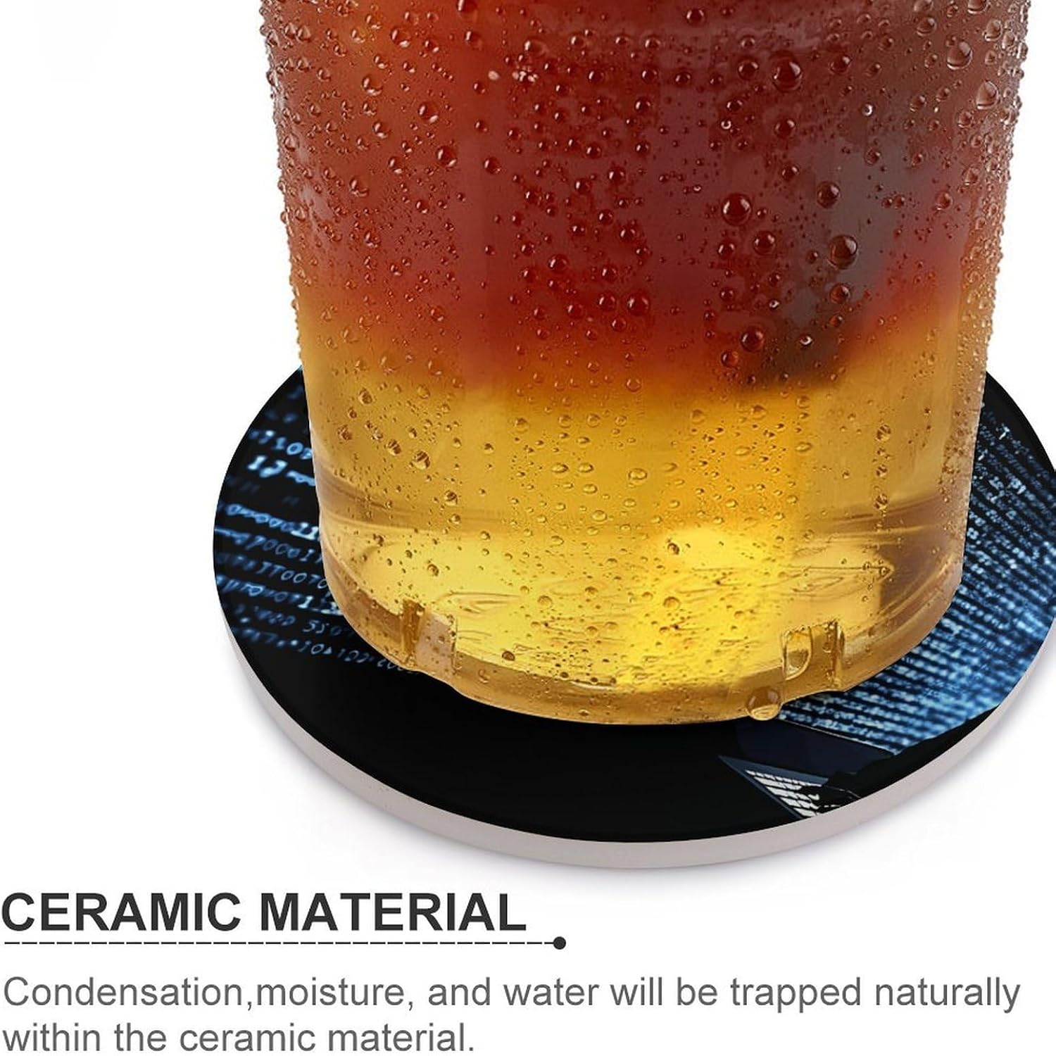 Programmer Programming Code Coaster with Cork Base Drink Coasters for Coffee Table Decor Modern Cup Coasters with Non-Slip & Heat-Resistant Cute Ceramic Table Coaster for Home Dining