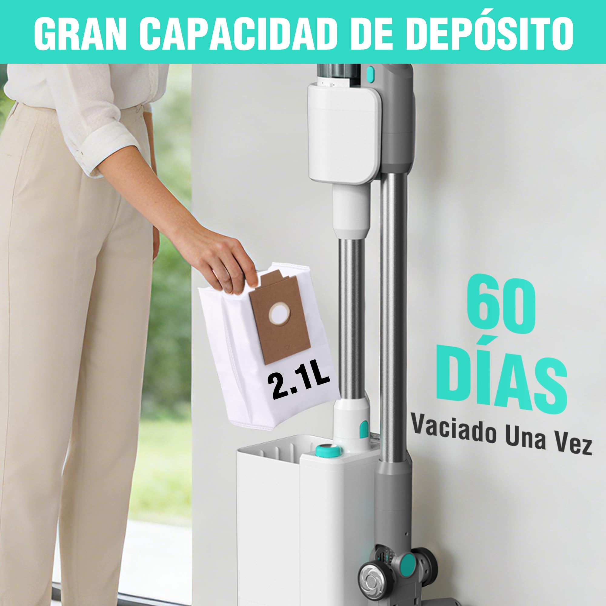 HAUSHOF Aspiradora Escoba sin Cable con Base de Autovaciado | Aspirador Vertical 3 en 1 de 24kPa y 250W con Cepillo en V, Luz LED Verde, Fragancia y Modo Nocturno para Pelo de Mascotas