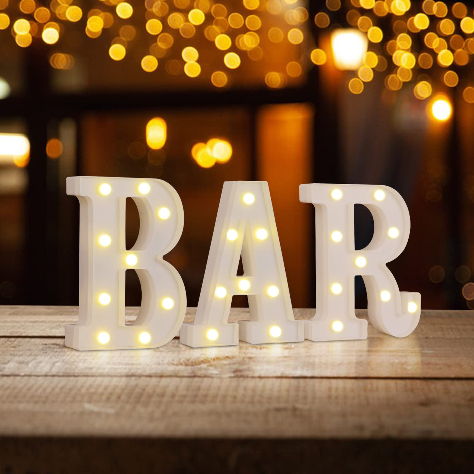 GPUSFAK BAR Marquee Light Up Letters - LED Letter Number Light Sign Decoration for Birthday Home Table Decor White