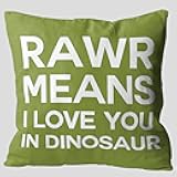 Grace Yonks Rawr Means I Love You in Dinosaur Throw Pillow Covers,Funny Cute Phrase Gifts, 18 x 18 Inch Decorative Flannel Pillow case for Sofa Couch Bed.(0065B)