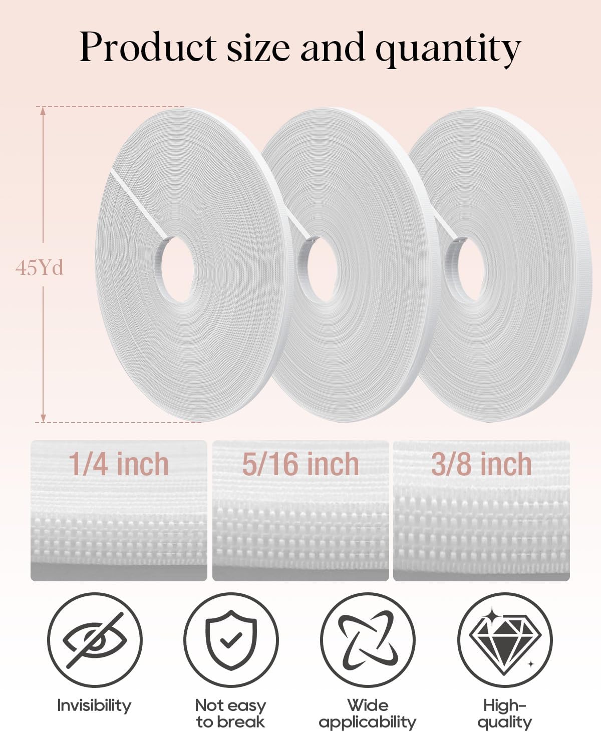 135 Yard Polyester Boning for Sewing - Polyester Sew-in Boning for Sewing, Includes 1/4", 5/16", 3/8" Widths for Bridal Gowns & Costumes Corsets, Nursing Caps