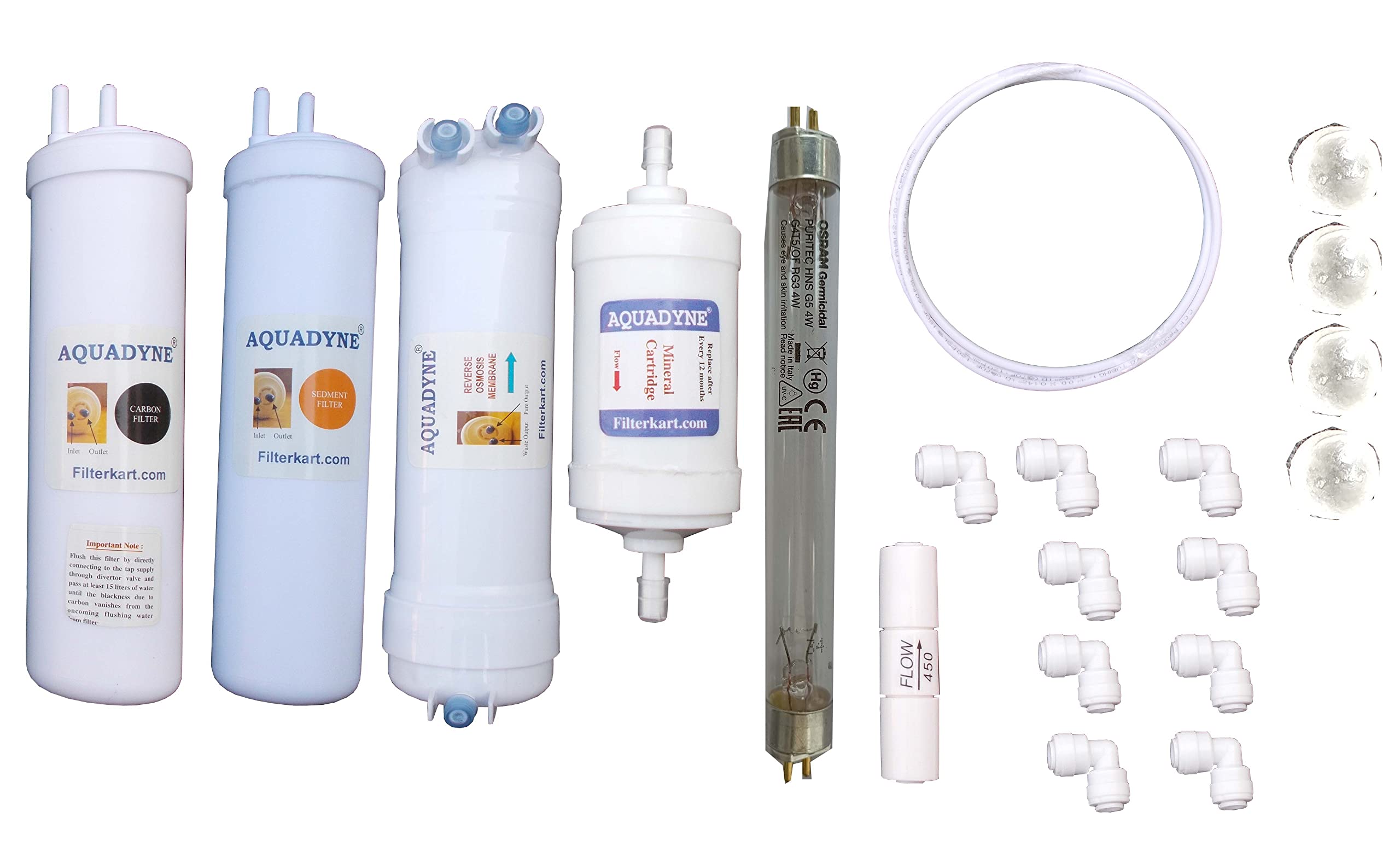 aquadyne ro service kit for aquasure maxima ro uv ltds with tele and video guided installation support, 1 set, white