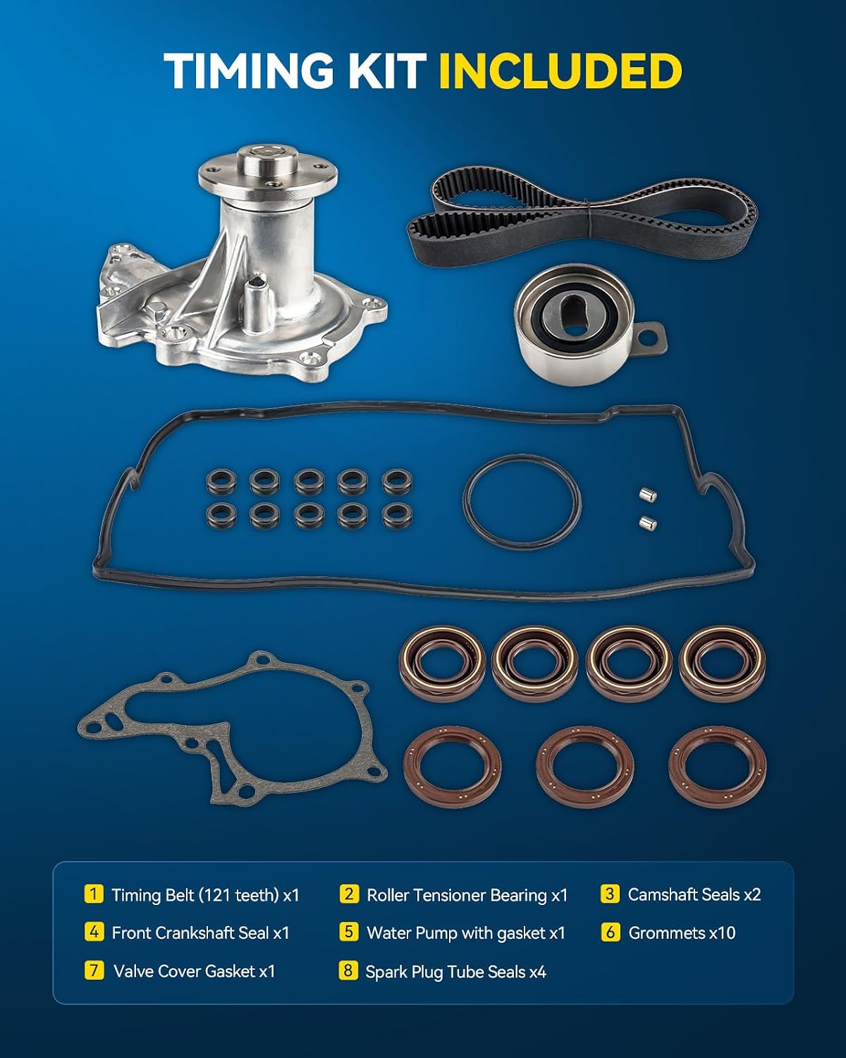 PHILTOP Timing Belt Kit with Water Pump, Compatible with Toyota Corolla 1993-1997 and Toyota Celica 1994-1997, Compatible with(See Discription)