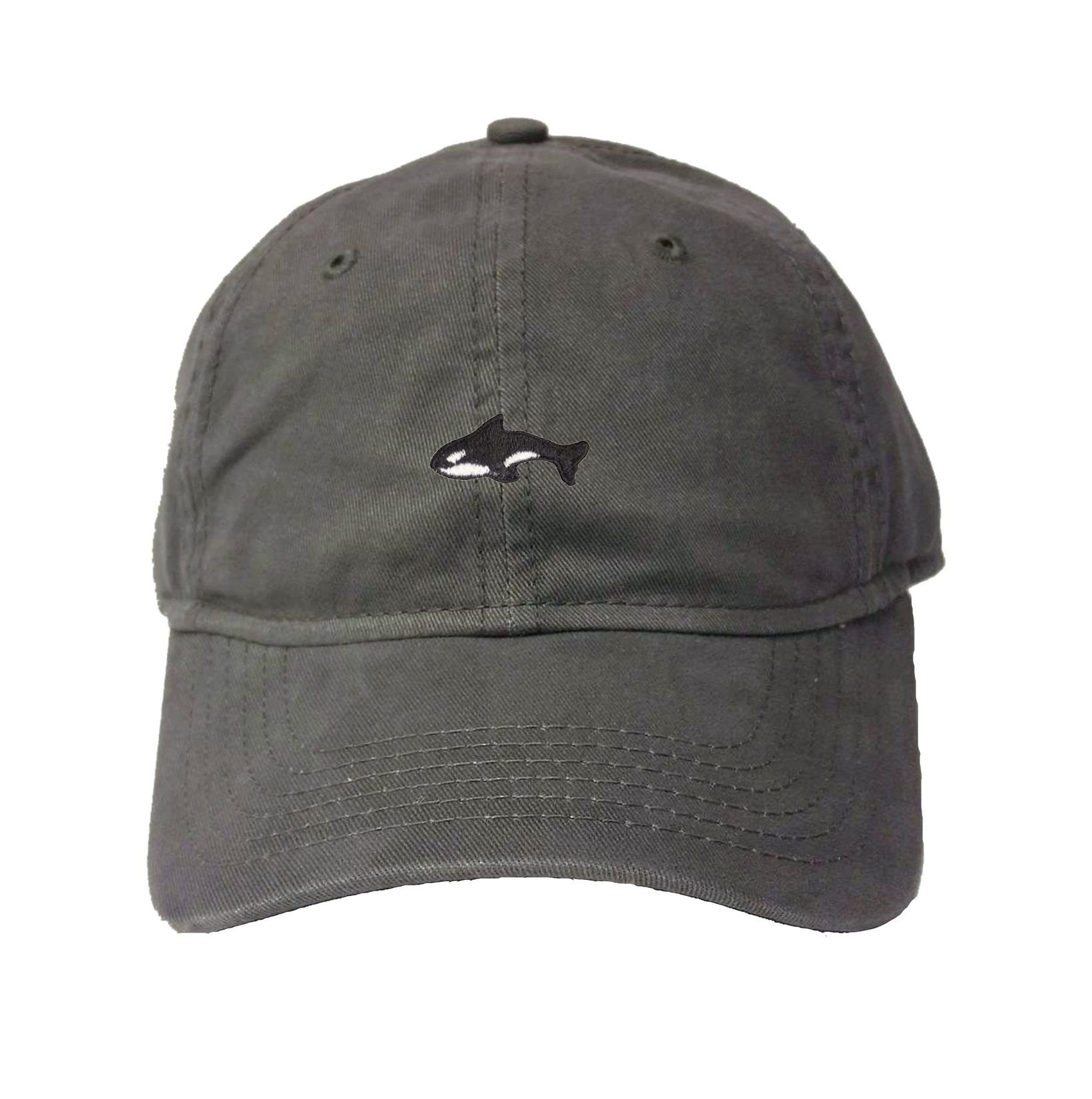 Go All OutAdjustable Charcoal Adult Orca Killer Whale Embroidered Deluxe Dad Hat