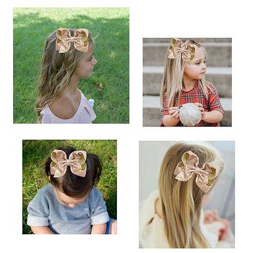 Miniatura 2 de 4 pinzas grandes para el cabello para niñas de 5.5 pulgadas, hechos a mano, cinta brillante con purpurina, pinzas de cocodrilo, accesorios para el