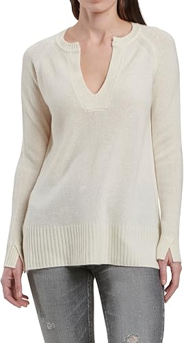 Splendid Pull à col échancré pour femme, Winter White, Taille L