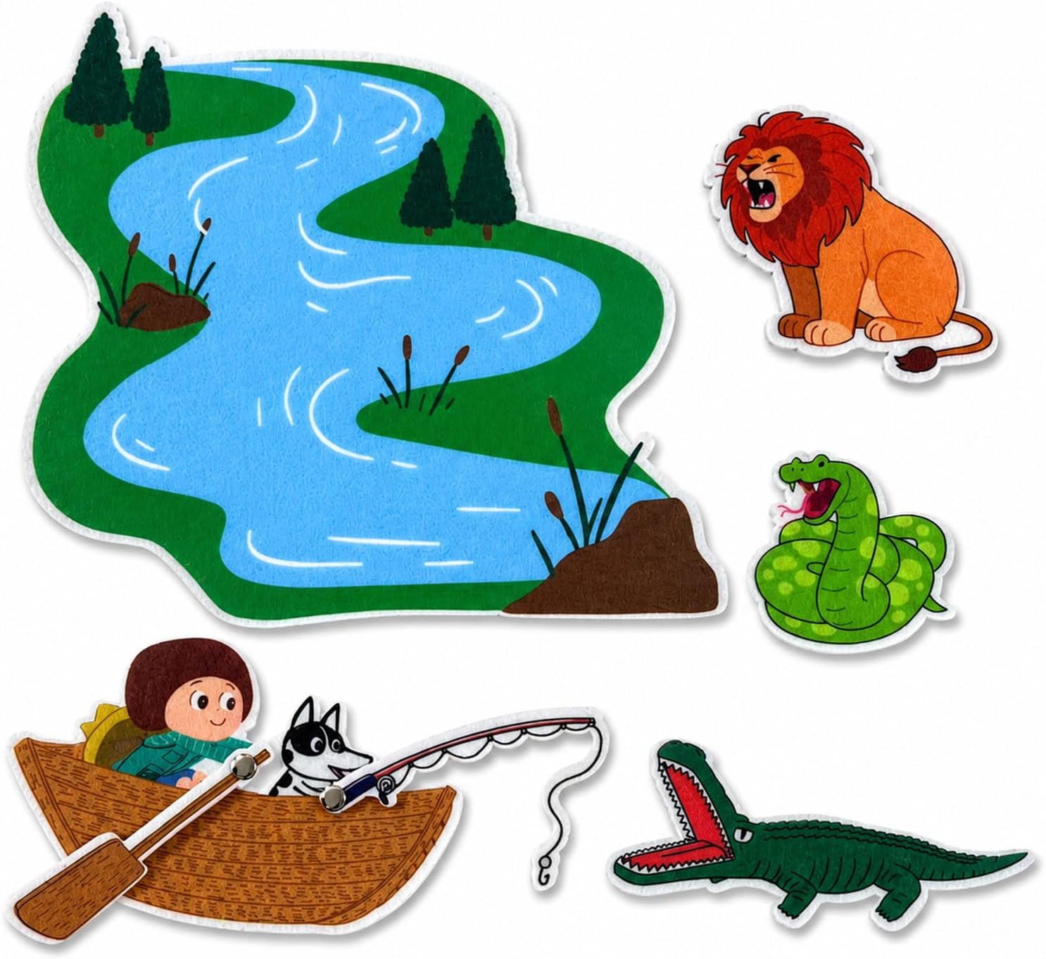 Rowing Song Felt Story Set 7 Flat Pieces Board Not Included