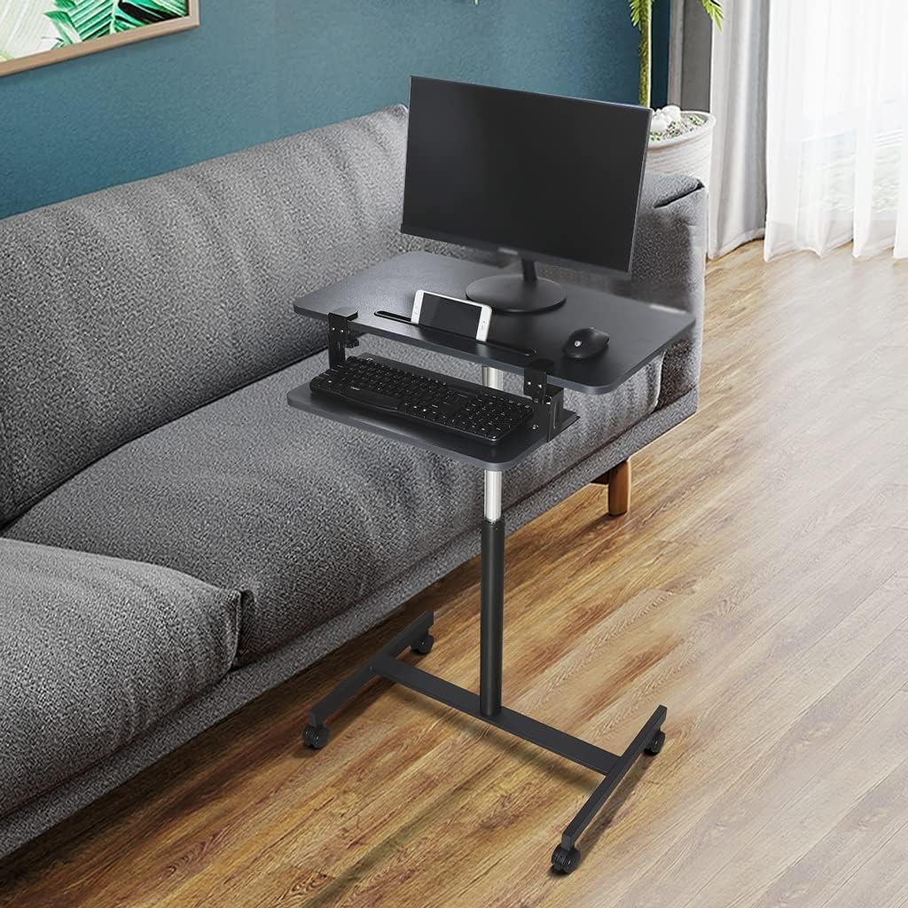 Extendable Rolling Mobility Table Over Bed,Overbed Table - Portable Medical Table with Wheels, Lightweight Design for Bedside and Couch Use, Versatile Computer Desk for Home and He