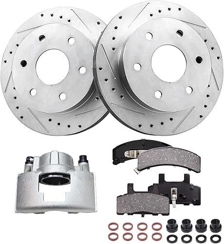 Miniatura 22 de Detroit Axle - Kit de freno delantero para Ford Explorer Mercury Mountaineer 2002-2005 Bujes de rodamiento de rueda perforados y ranurados rotores