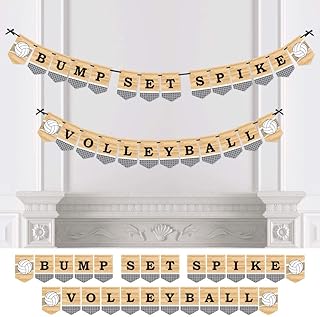 Big Dot of Happiness Bump, Set, Spike - Volleyball - Baby Shower or Birthday Party Bunting Banner - Party Decorations - Bump Set Spike Volleyball