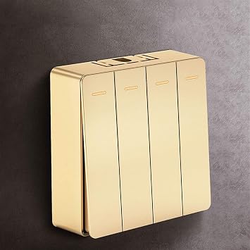 Commercial Lamp Fixture Single Champagne Golden Rocker Switch Consumer Double Control Wall Switch 16A Borderless Large Panel Surface Mount Switch Dustproof Durable PC Key Switch