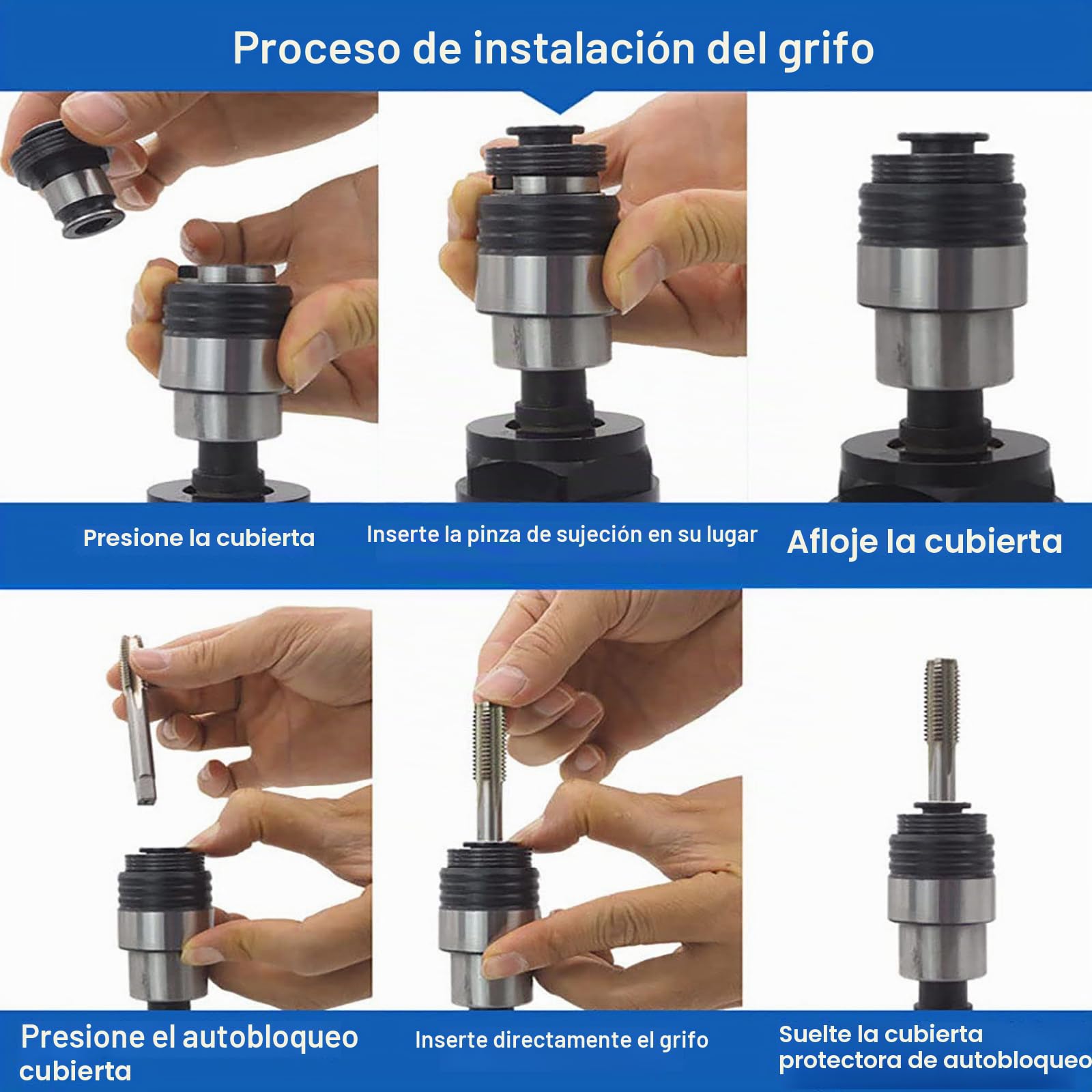 MáQuina Roscadora NeumáTica M3-M12, MáQuina Roscadora NeumáTica con Cabezal Autoblocante, Velocidad Ajustable, para Roscar Acero, Hierro, Cobre, Aluminio, PláStico