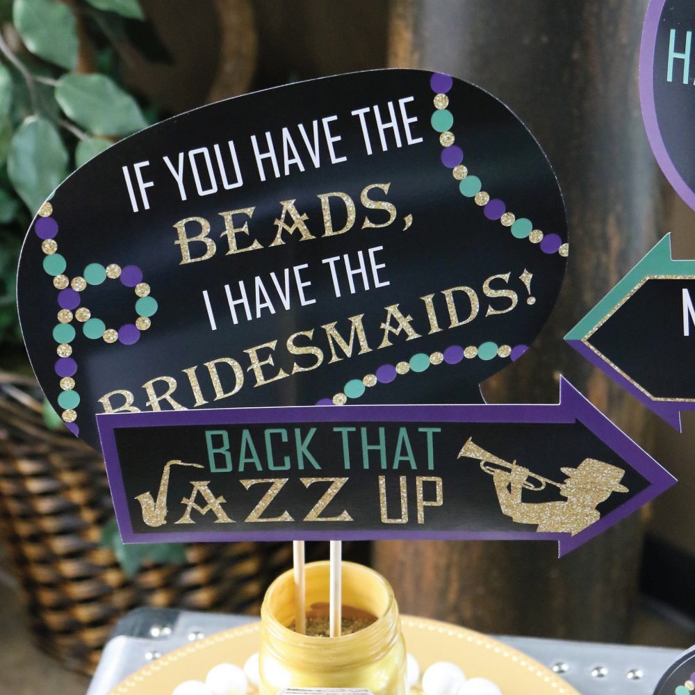 Big Dot of Happiness NOLA Bride Squad - Nowy Orlean wieczór panieński zestaw rekwizytów do fotobudki - 20 sztuk