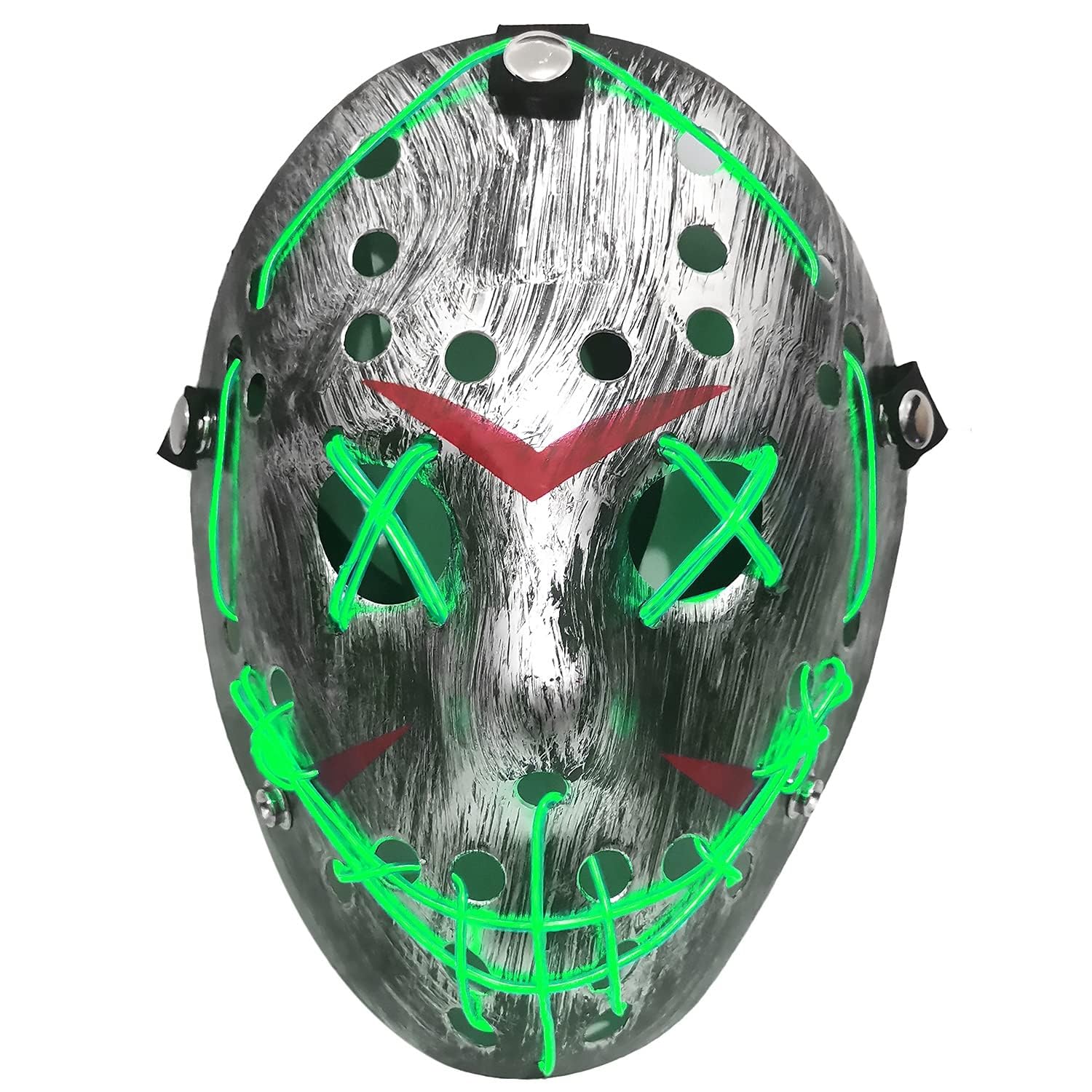 AZMONADIO Light up Purge Mask LED Jason Mask Scary Halloween Mask Costume for Kids Adults Men Women Halloween Festival Party
