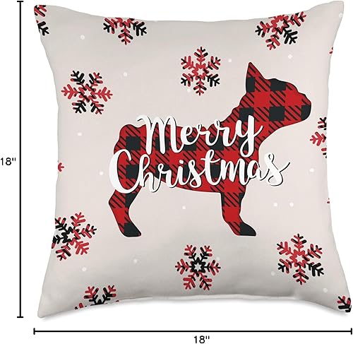 Miniatura 4 de Cojín de regalo de Navidad con diseño de Bulldog Francés Frenchie para perro, mamá, papá, adorno de Navidad, 18.0 x 18.0 in, multicolor
