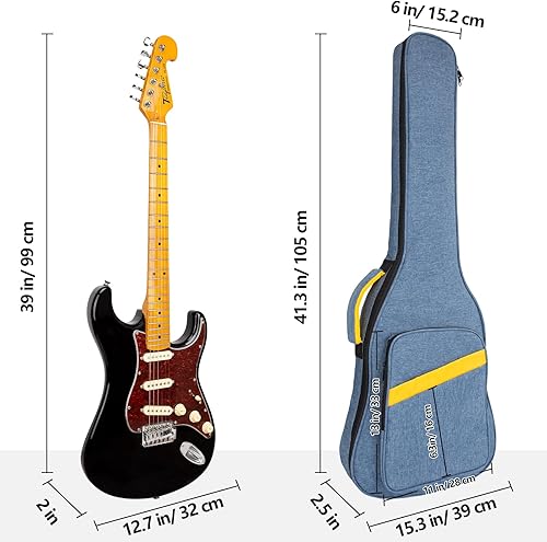 Miniatura 3 de MUZNOTE Bolsa para guitarra eléctrica, funda acolchada para guitarra eléctrica, funda acolchada de 0.4 pulgadas, funda de guitarra suave con correa