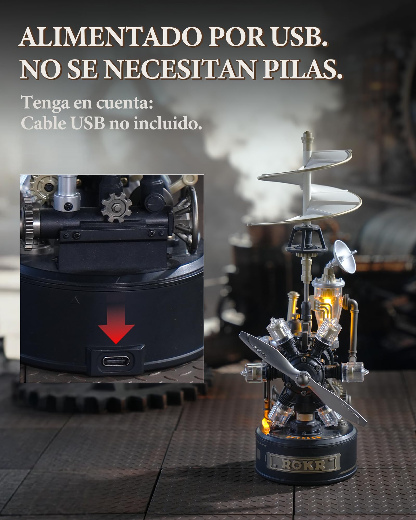 ROKR Puzzle 3D Modelo de Montaje Mecánico Helicóptero rotativo CGL01 | Maquetas para Construir Adultos Plástico Metal, Regalos DIY de Temática Industrial, Rotating Helicopter