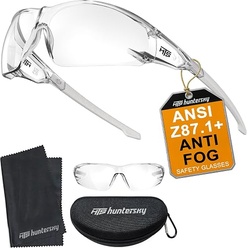 HTS HUNTERSKY ANSI Z87.1 Anti-Fog Clear Safety Glasses…
