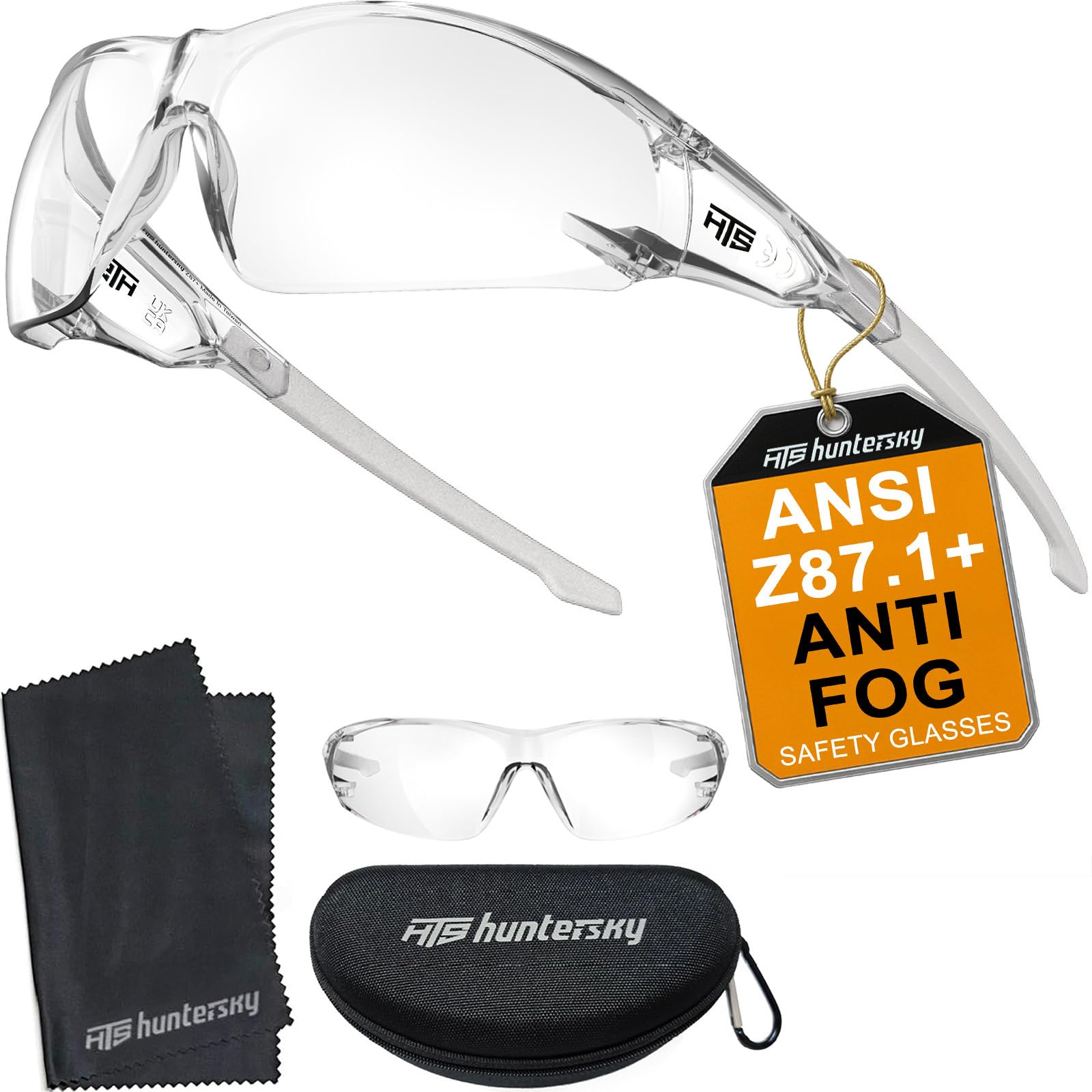 HTS HUNTERSKY ANSI Z87.1 Anti-Fog Clear Safety Glasses Pickleball Youth Baseball Lab Chemistry Goggles Scratch Resistant