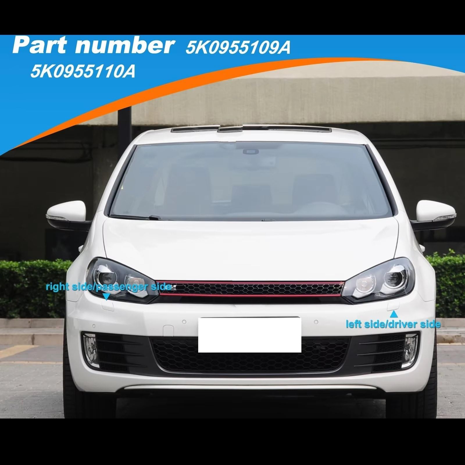 Caches Lave Phares Compatible Avec VW Pour Golf VI 6 MK6 Pour GTI 2009 2010 2011 2012 Pare-chocs Avant Lave-phare Buse Couvercle Couvercle Garniture 5K0955109A 5K0955110A