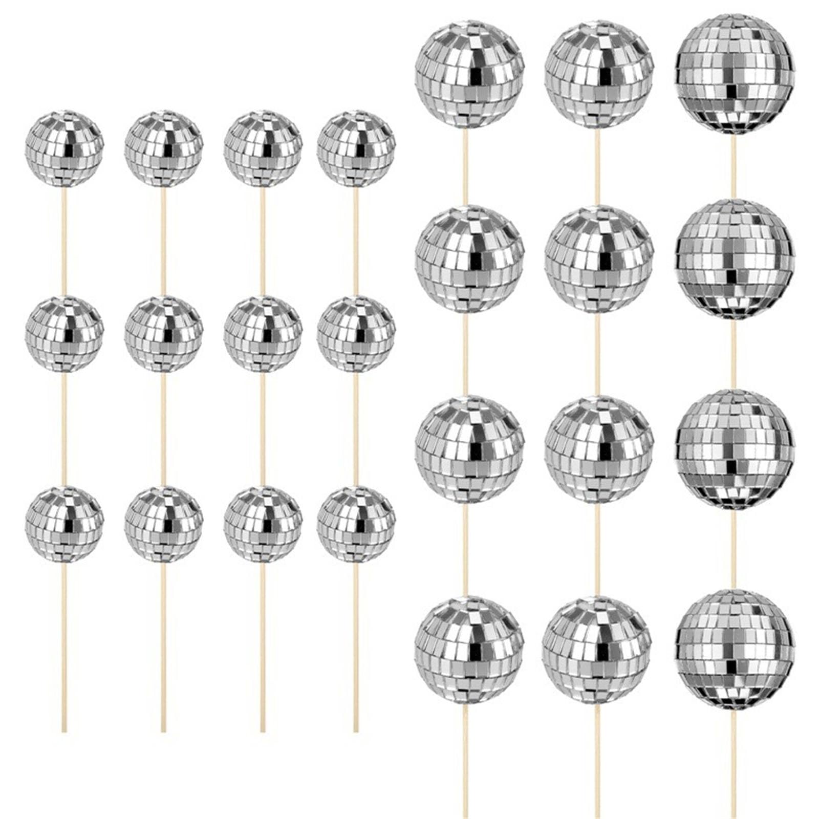 Buxuaaaa Of 24 Miniature Cake Picks for Birthday Parties Decorative Cupcake Toppers Decorations Baking Enthusiast Supplies Discos Ball Cupcake Toppers