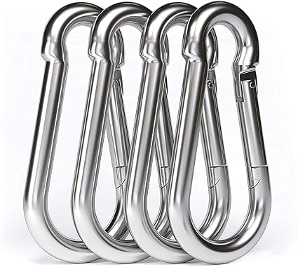 Vaquita Stainless Steel Snap Hook Heavy Duty Safety Lock Cable Attachment,SnapHooks for Weight-Lifting, Mountain Climbing, Gym and Home -304 Stainless Steel Clips (4 Hooks)