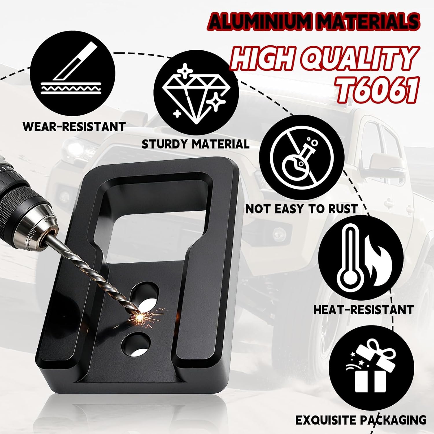 Truck Front Tow Hooks for Toyota Tacoma 2024-2026 & 4Runner 2025-2026, Off-Road Recovery D-Ring Shackle Mount, Compatible with Tacoma 4th Gen Upgrade Accessories (Black)