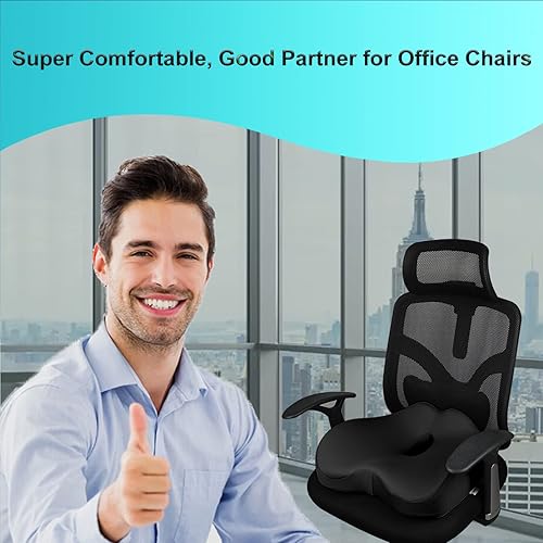 Miniatura 4 de Newsty Cojín de asiento de alivio de presión para largas horas sentadas en la oficina, silla de casa, cojín de espuma viscoelástica para silla de