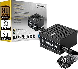GAMDIAS 850W Bronze PSU, 850W Gaming Power Supply ATX 3.1 & PCIe 5.1 Ready, 80+ Bronze ATX Gold 12V Power Supplies for Gaming PC Desktop Computers and Active PFC, PSU-GD-Helios M2-850B