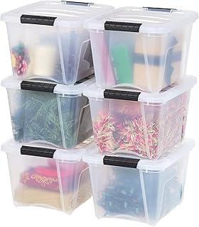 IRIS USA 19 Qt Stackable Plastic Storage Bins with Lids, 6 Pack - BPA-Free, Made in USA - See-Through Organizing Solution,...