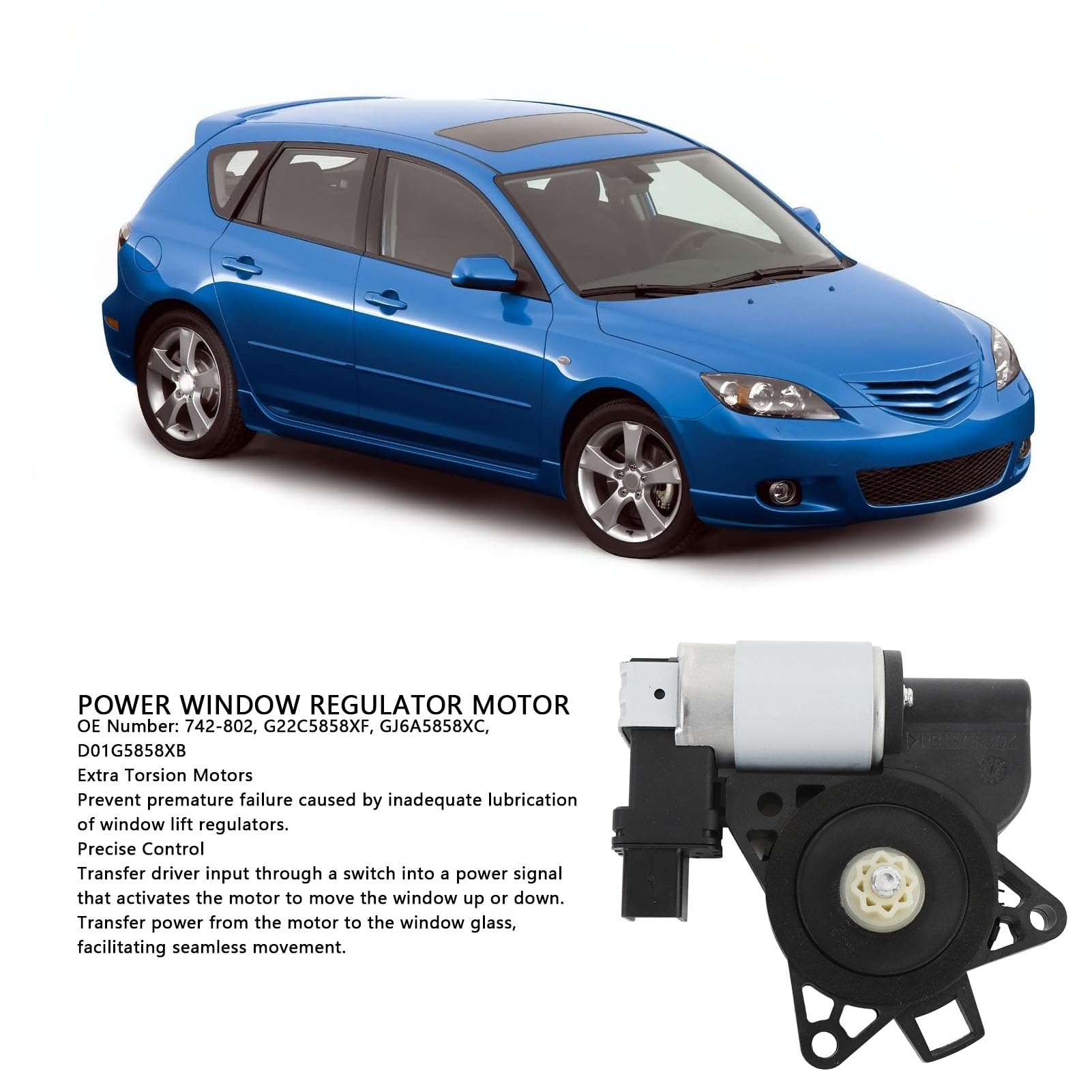 Motor de Elevación de Ventana Eléctrica, Motor de Elevación del Regulador de Ventana Eléctrica 742-802 Delantero Derecho Trasero Izquierdo Control Eficiente Motor Regulador