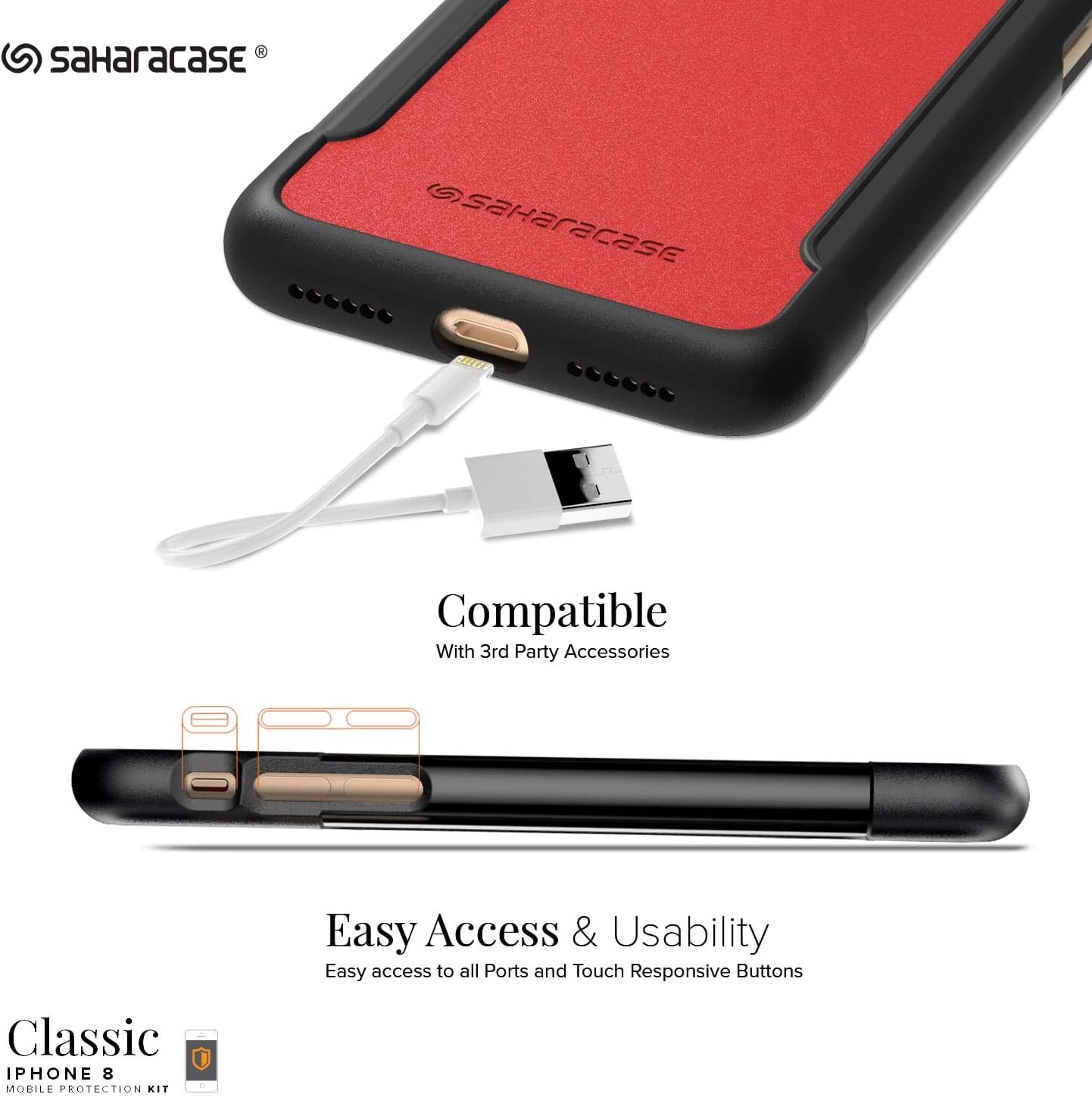 Flash Deals - 50% OFF SaharaCase iPhone X and XS Case, Classic Series Protective Kit Bundle + [ZeroDamage Tempered Glass Screen Protector] Rugged Protection Anti-Slip Grip Shockproof Bumper Anti-Scratch - Viper Red