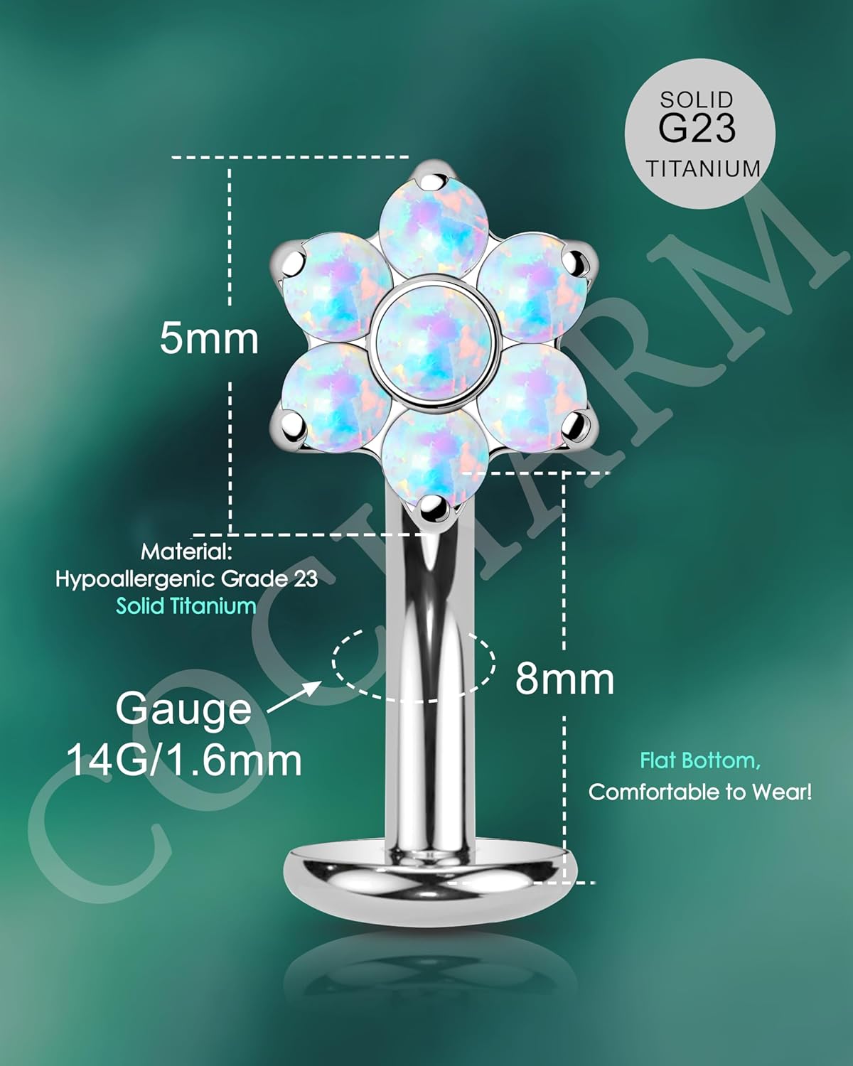 COCHARM Floating Belly Button Rings G23 Solid Titanium Belly Navel Rings for Women 14G Internally Threaded Belly Navel Piercing Jewelry Flat Back - Image 3