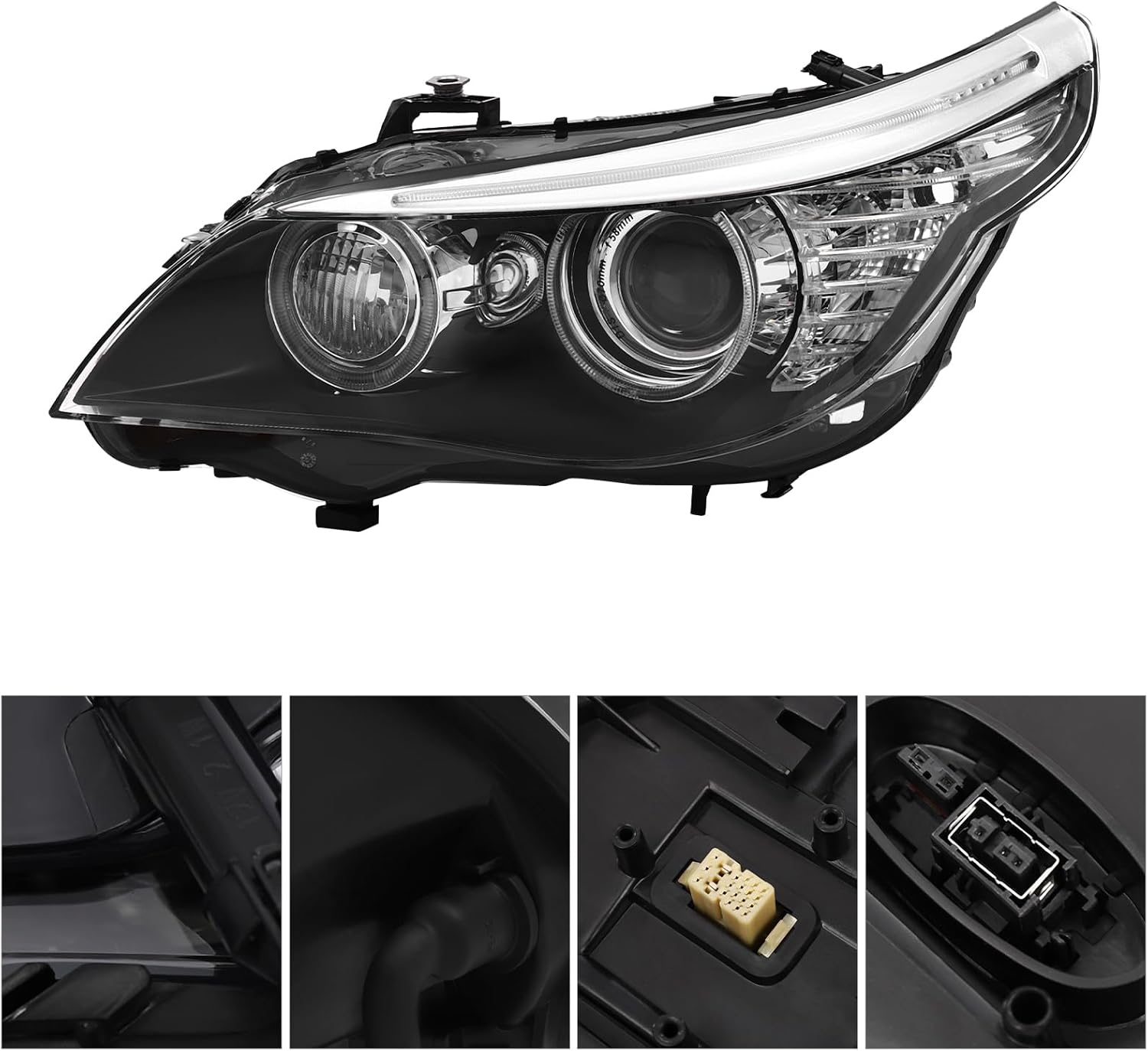 HID Headlight Assembly Left+Right Side for 2008-2010 BMW E61 528i 535i 550i D1S w/AFS, Driver & Passenger Side Head Lights Direct Replacement Headlamps Assy Set Assembly (Left Driver Side)