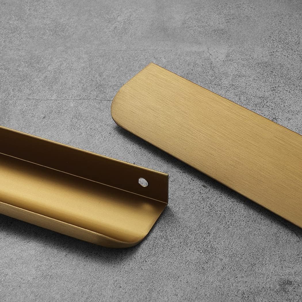 Concealed Drawer Handles， Cabinet Handle Finger Edge Pull Furniture Knobs Drawer Handles Bronze Gold 2 Pieces