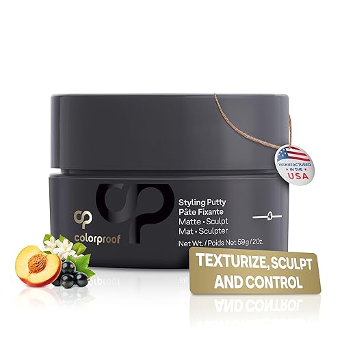 Colorproof Masilla de peinado de 2 onzas líquidas con color y protección contra el calor, grosella negra, aroma a jazmín y melocotón, masilla para