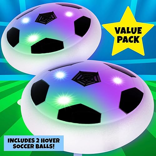 Miniatura 2 de Gamie Hover - Balones de fútbol, juego de 2, luces LED, parachoques de espuma, juguetes de fútbol de interior para niños a partir de 3 años