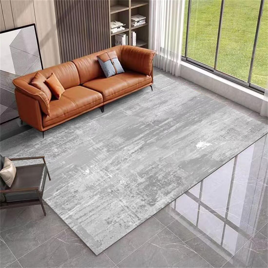 Tapis extérieur et salon lavable gris 200x300cm grand tapis moderne